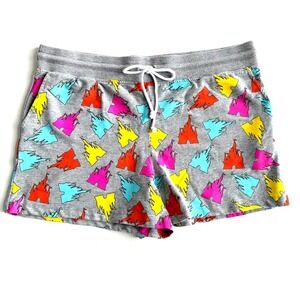 Walt Disney World XL Shorts Lounge Cinderella Castle Graphic Color Gray Neon